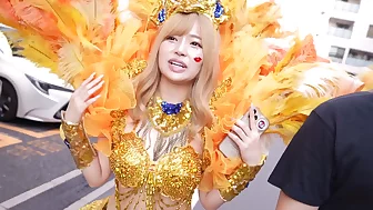 【ド派手Gカップ】サンバでエロすぎギャルをナンパ！網目からこぼれるケツに視線釘付け！チ●コにしゃぶりつき自分でマ●コをイジっちゃう！突くたび暴れる巨乳サイコー！