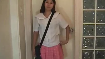 Cute Asian teen exposes her sexy smooth body